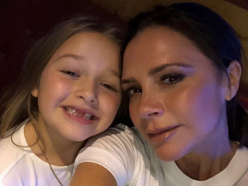 Harper Beckham shows off new hairstyle on mum Victoria's 