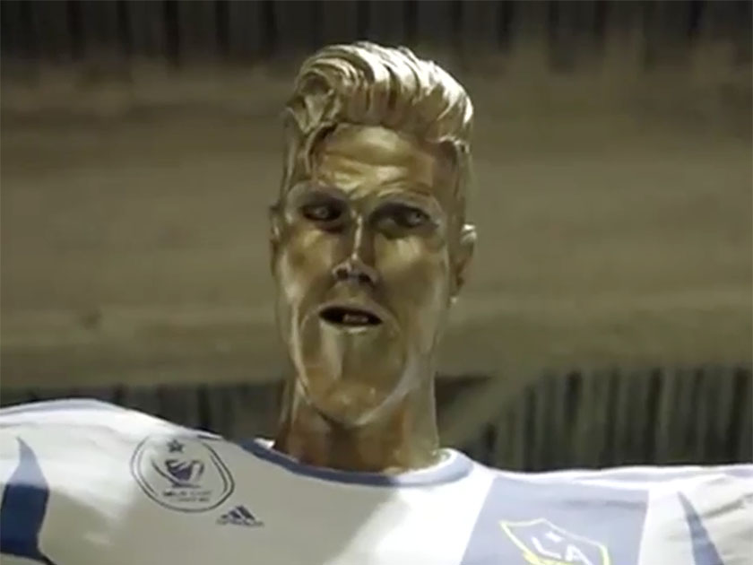 David Beckham tricked by James Corden in hilarious statue prank Celebrityhub