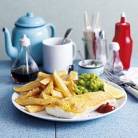 The ultimate Friday night treat – fish, chips & moreish mushy peas.