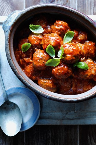 We love this quick and easy meatball and arribiata sauce