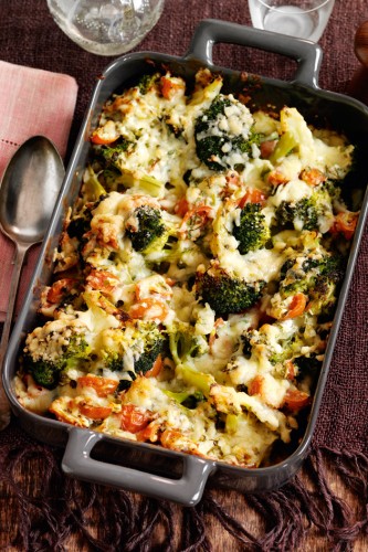Double yum! The whole family will love this cheesy broccoli one-pot bake!