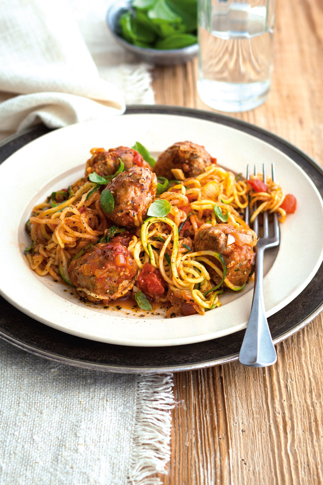 Turkey meatballs with vegetable spaghetti
