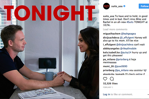 Patrick J Adams and Meghan Markle in Suits