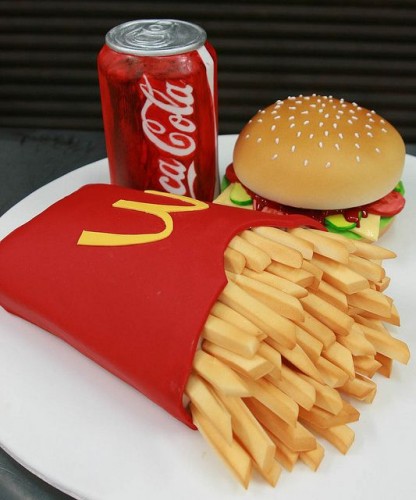 weirdly realistic cakes that look like fast food