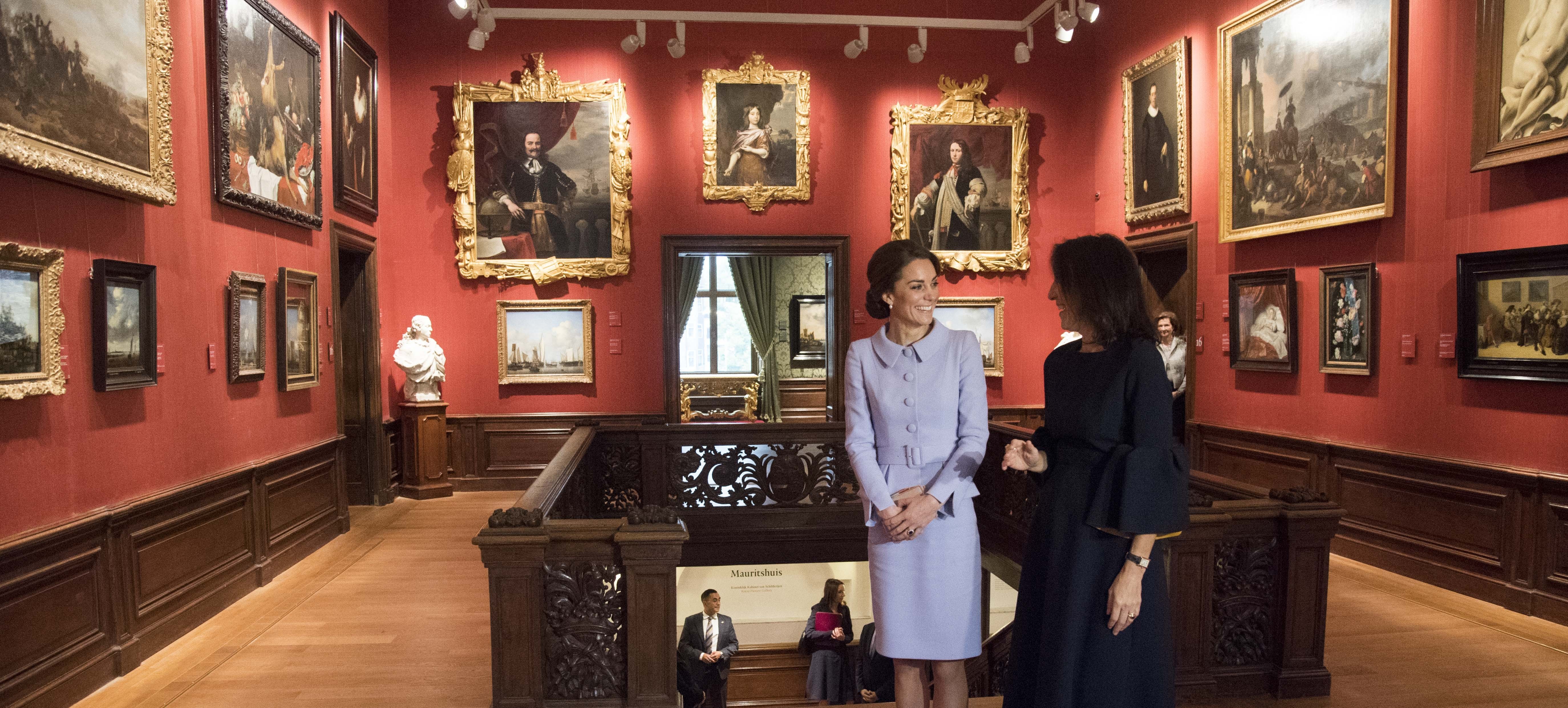 The Duchess of Cambridge with Mauritshuis director Emilie Gordenker at the Mauritshuis in The Hague where she visited an exhibition of 22 picture by Dutch artists loaned to the art gallery from the Royal Collection.
