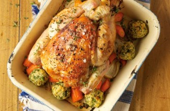 roast chicken and stuffing balls