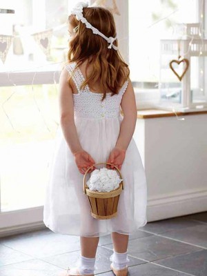 knitted bridesmaids dress with fabric skirt
