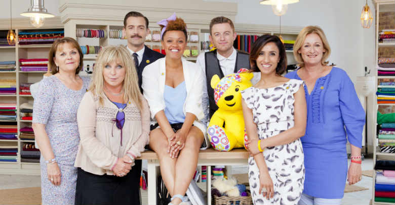 May Martin, Helen Lederer, Patrick Grant, Gemma Cairney, Timmy Matley, Anita Rani and Kathryn Flett | The Great British Sewing Bee | Pictures | Photos | New