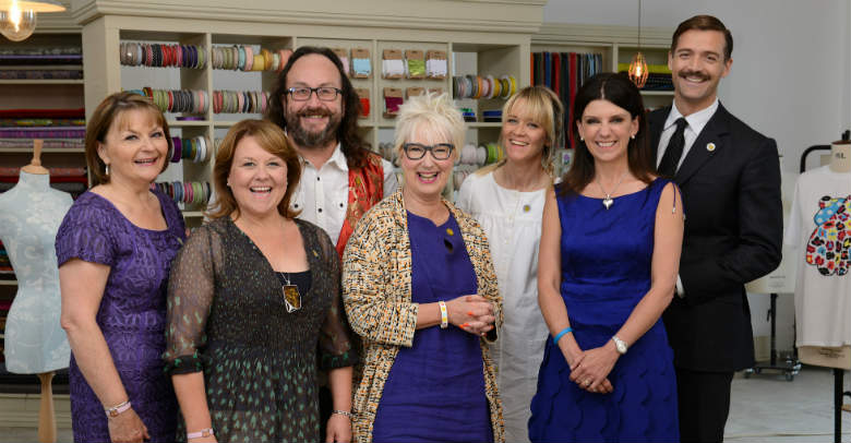 May Martin, Wendi Peters, Dave Myers, Jenny Eclair, Edith Bowman, Dr Dawn Harper and Patrick Grant | The Great British Sewing Bee | Pictures | Photos | New