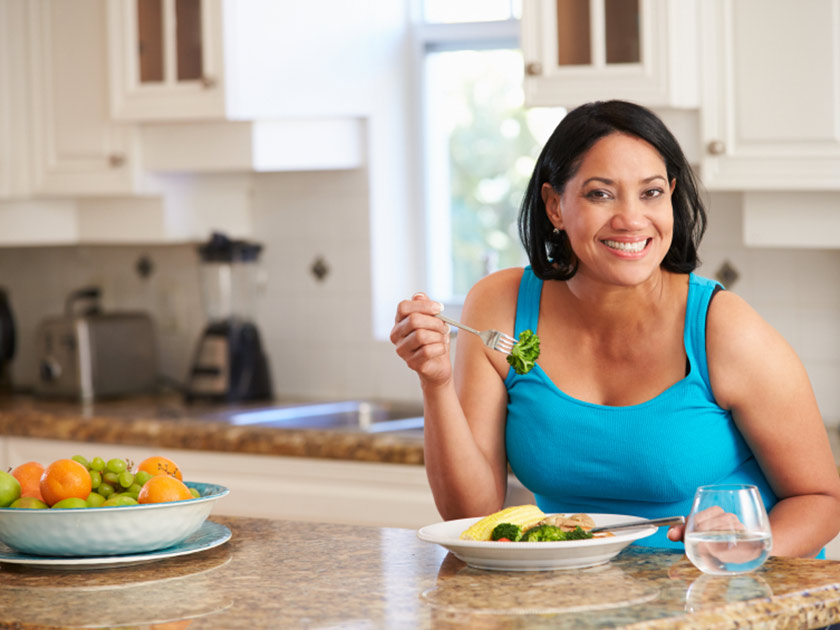 Woman eating a healthy meal