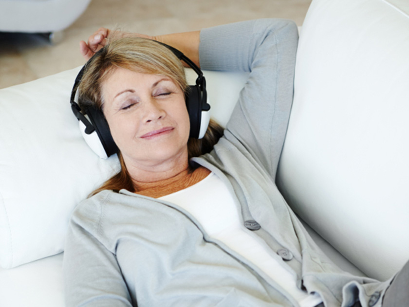 Woman listening to music