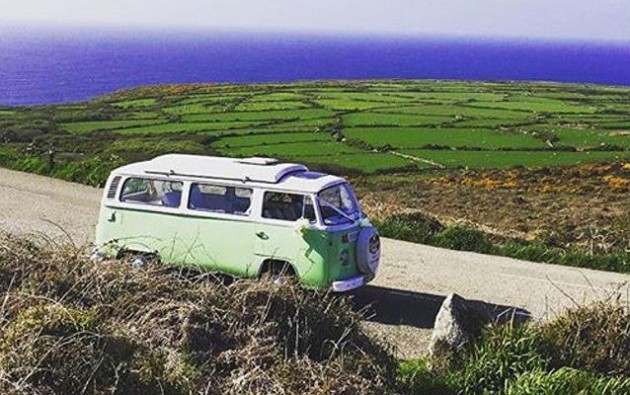 Cornwall camper van by sea