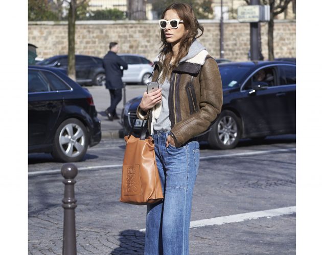 Hoody Street style: Photo by Dvora/REX/Shutterstock (5609940bf) Isabella Charlotta Poppius Street Style, Autumn Winter 2016, Paris Fashion Week, France - 05 Mar 2016 Sunglasses: Stella McCartney Shearling aviator jacket: Burberry Cashmere hoodie: Stella McCartney Tan bag: Loewe Cropped wide leg jeans: Citizens of Humanity Ankle boots: Maison Margiela