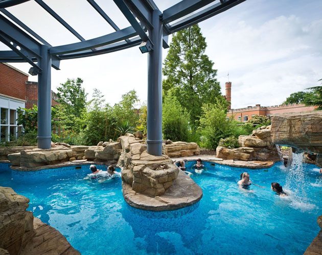 This outdoor pool is heated and features jacuzzi spots as well as waterfalls. It's as good as it sounds.