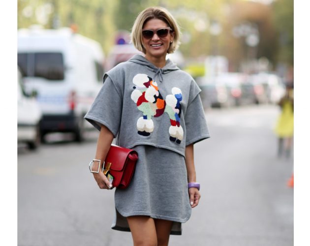 Street style hoody: Photo by Silvia Olsen/REX/Shutterstock (4136983bv) Street Style Street Style, Spring Summer 2015, Paris Fashion Week, France - 29 Sep 2014