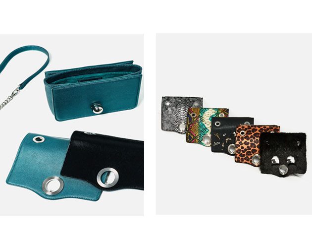 Left: Zara's base bag. Right: Zara's interchangeable flaps