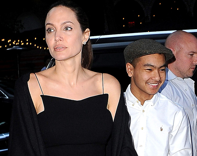 Angelina Jolie with her and Brad's son, Maddox...