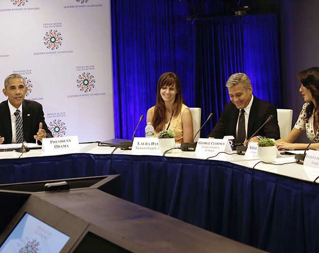 George and Amal Clooney had been at the UN to talk about the refugee crisis with President Obama