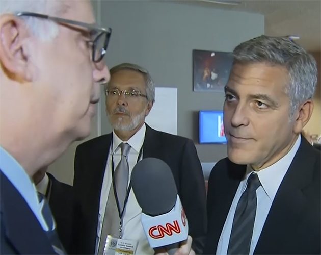 George Clooney was asked about Brad and Angelina's split outside the UN