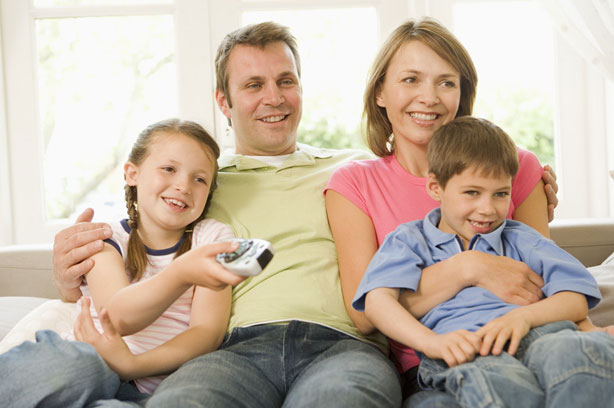A family watching television together