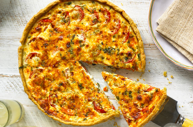 Tomato and Dijon tart with a Parmesan and basil crust