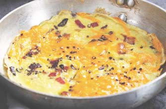 Sophie Dahl's omelette with caramelized red onion and Red Leicester recipe