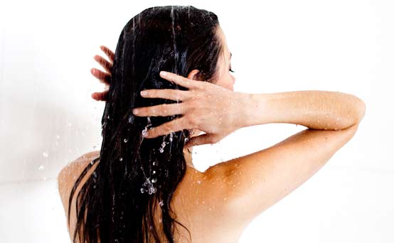 Woman washing her hair