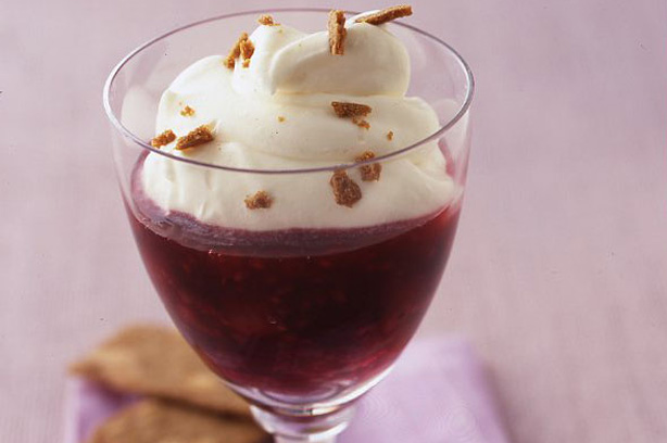 Berry compote with lemon syllabub recipe