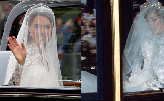 Kate and Diana on the way to their weddings