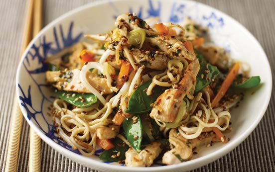 Lemon chicken stir-fry with noodles