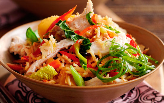 Speedy vegetable and chicken rice