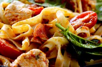 Spinach, chicken and bacon pasta