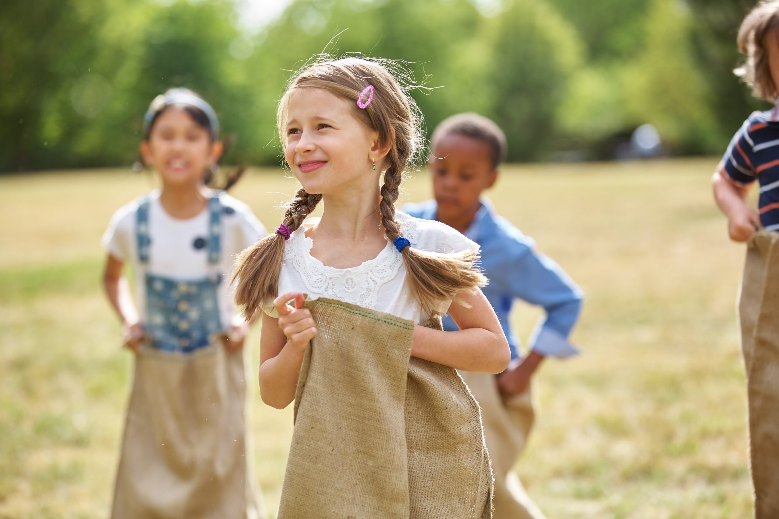 easter activities and games: easter bunny sack race