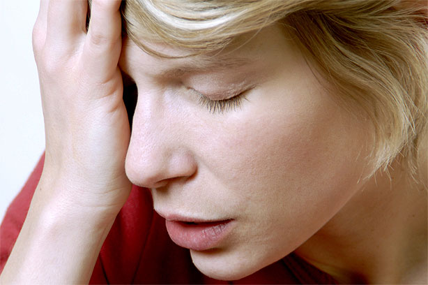 Woman struggling to think