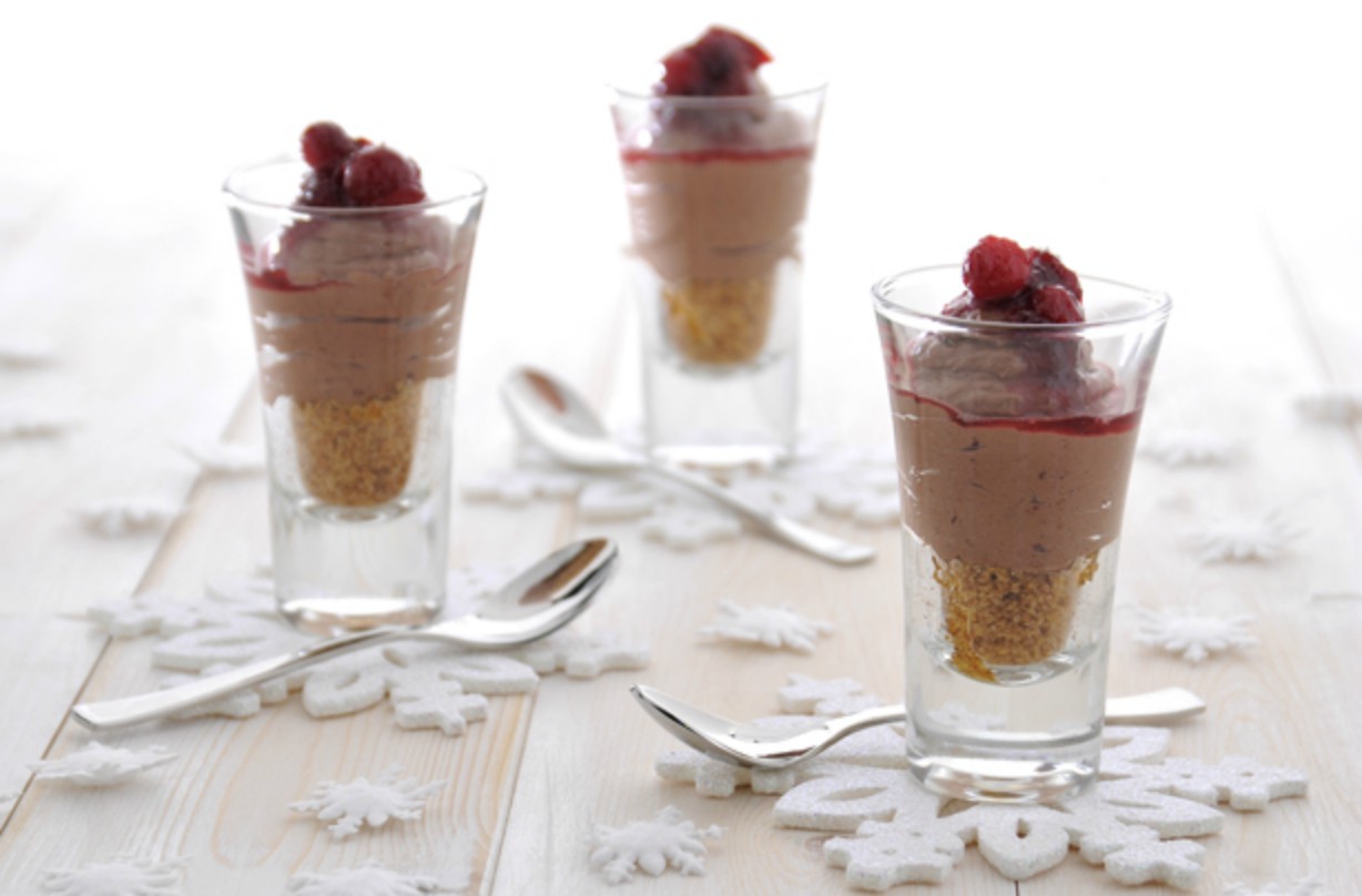 Chocolate And Cranberry Cheesecake Shots Dessert Recipes GoodtoKnow