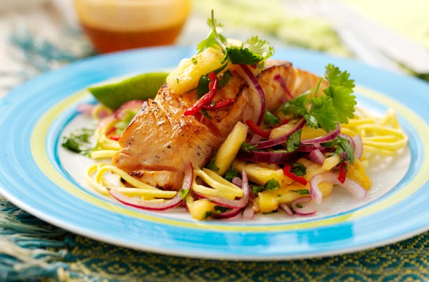 Pan-fried Thai salmon and pineapple salsa