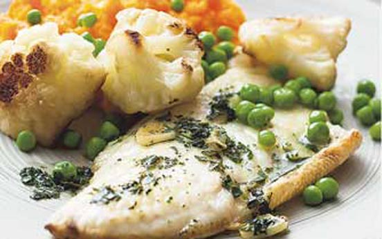 Sea bass with squash and stir-fry