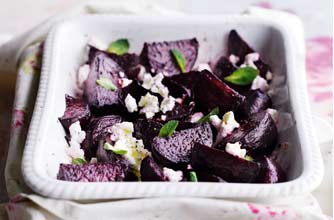 Roasted minty beetroot and goat's cheese salad