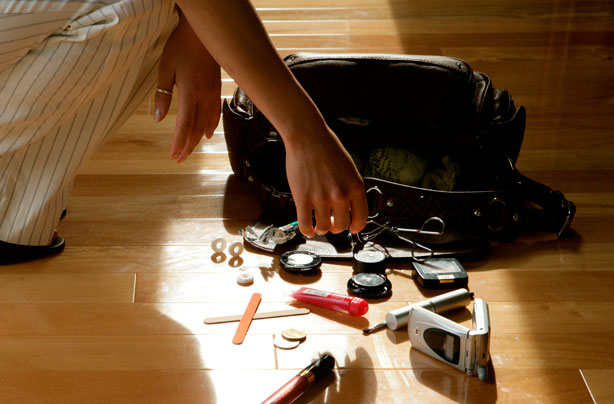 makeup and handbag