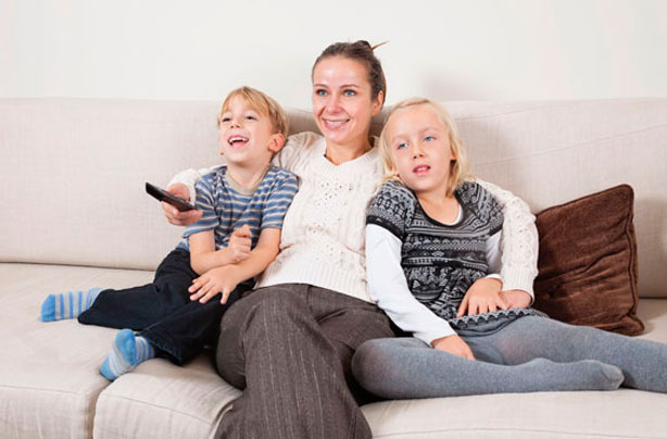 watching TV with kids