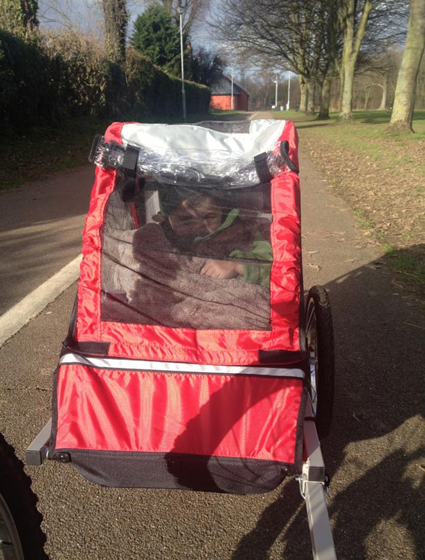 Testing the bike trailer