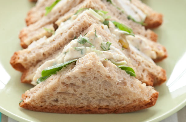 Coronation chicken and fresh coriander salad sandwich, recipe