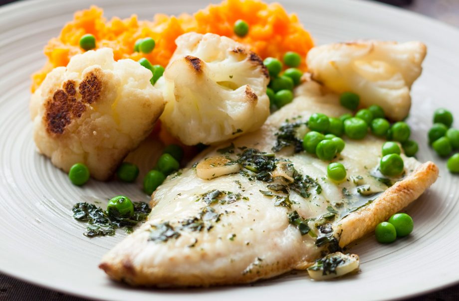Sea bass with squash and stir-fry