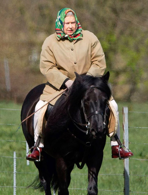 The Queen on horseback