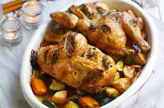 Gino D'Acampo's roast chicken with courgettes recipe