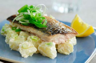 Grilled mackerel and horseradish salad recipe