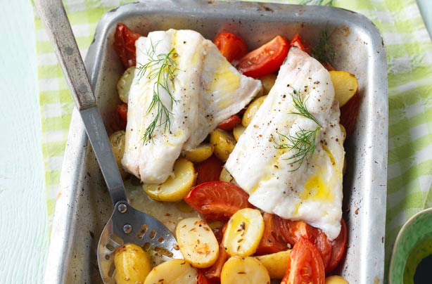 Roast haddock supper