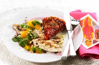 Seabass with beetroot rosti recipe