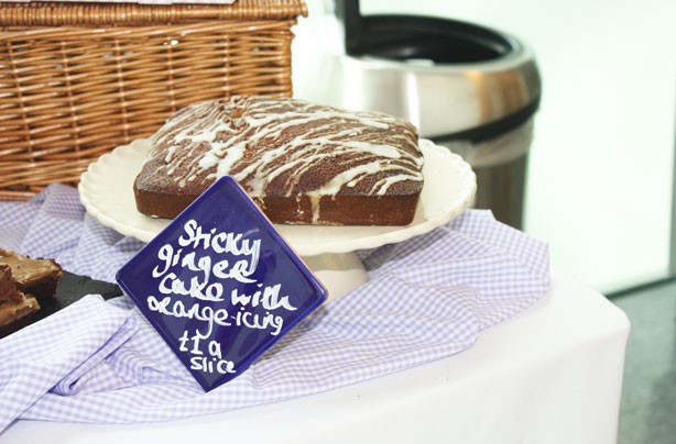 Sticky ginger cake with orange icing