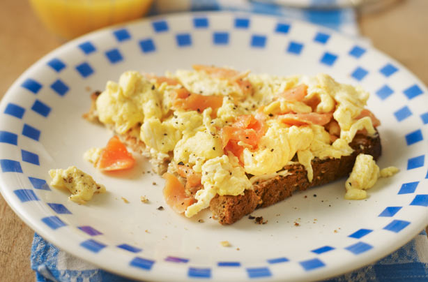 Smoked salmon with scrambled eggs